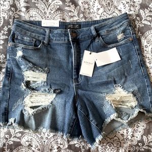 Judy Blue 1XL Destroy Denim Shorts